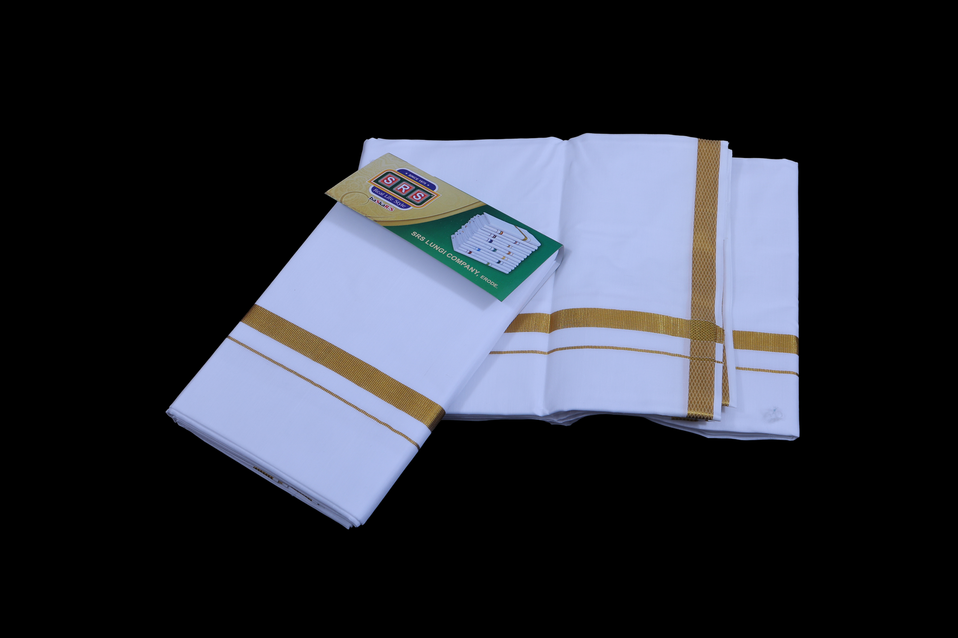 White Dhoti - Golden Jari Brand - SRS